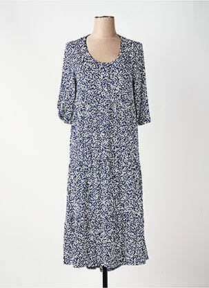 Robe longue imprimé fantaisie manches 3/4 bleu MARBLE femme