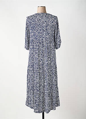 Robe longue imprimé fantaisie manches 3/4 bleu MARBLE femme