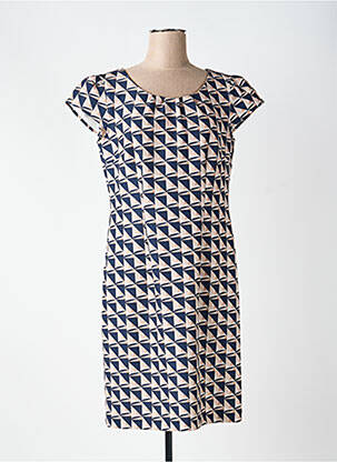 Robe mi-longue imprimé fantaisie manches longues bleu BETTY BARCLAY femme