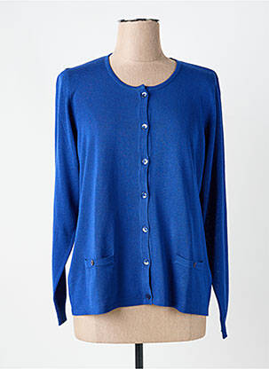 Gilet manches longues col rond bleu PAUPORTÉ femme