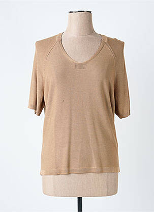 Pull coupe droite manches courtes beige FRANK WALDER femme
