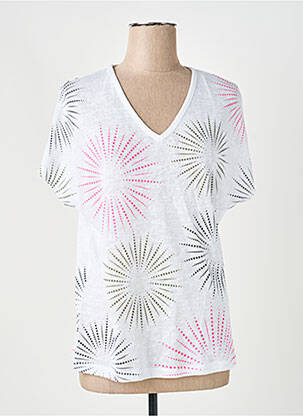 Top manches courtes manches courtes blanc MARBLE femme