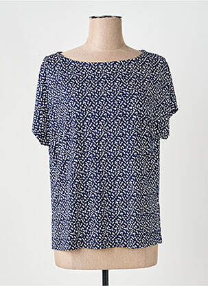 Top imprimé fantaisie manches courtes bleu MARBLE femme