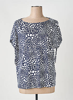 Top imprimé fantaisie manches courtes bleu MARBLE femme