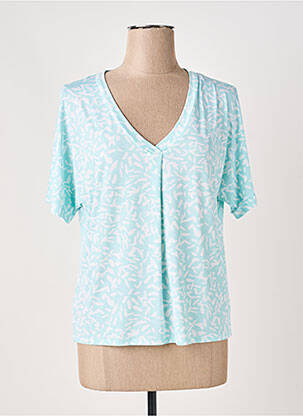 Top imprimé fantaisie manches courtes bleu MARBLE femme