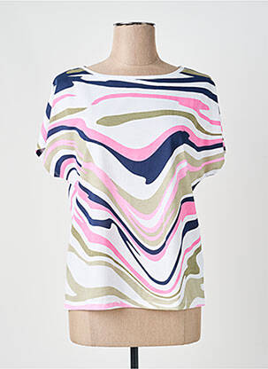 Top imprimé fantaisie manches courtes bleu MARBLE femme