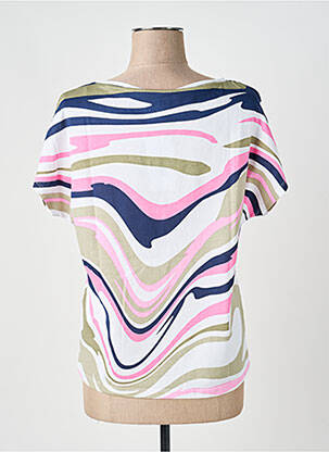 Top imprimé fantaisie manches courtes bleu MARBLE femme