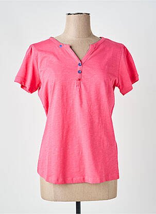 T-shirt col v manches courtes rose IL GRANCHIO femme