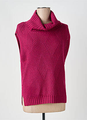 Pull col roulé coupe cintrée sans manche violet MARBLE femme