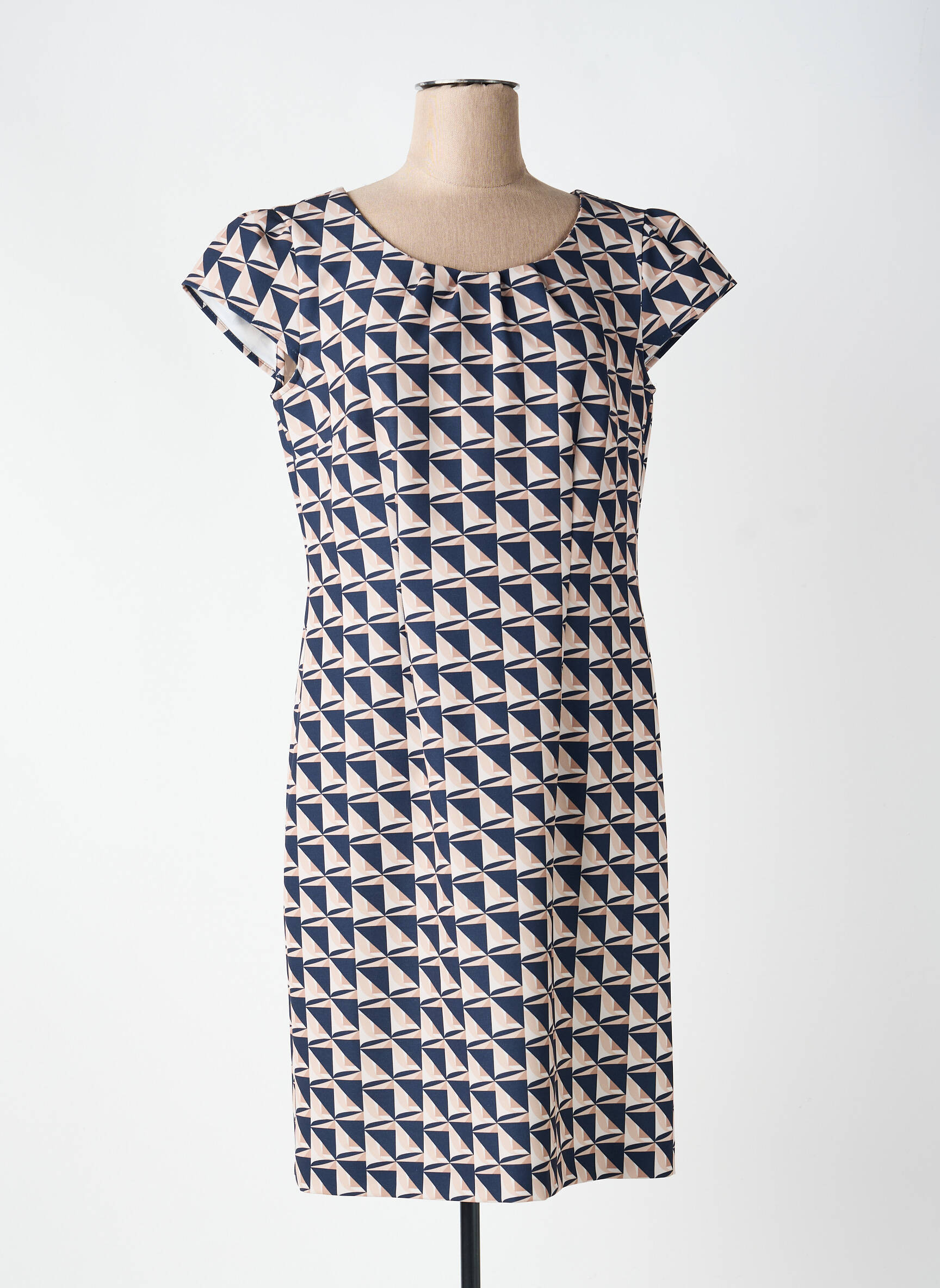 Robe mi-longue imprimé fantaisie manches longues bleu BETTY BARCLAY femme