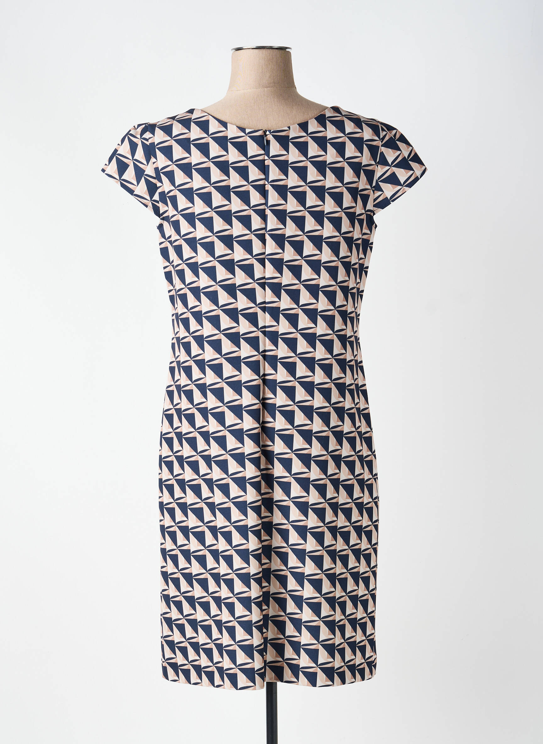 Robe mi-longue imprimé fantaisie manches longues bleu BETTY BARCLAY femme