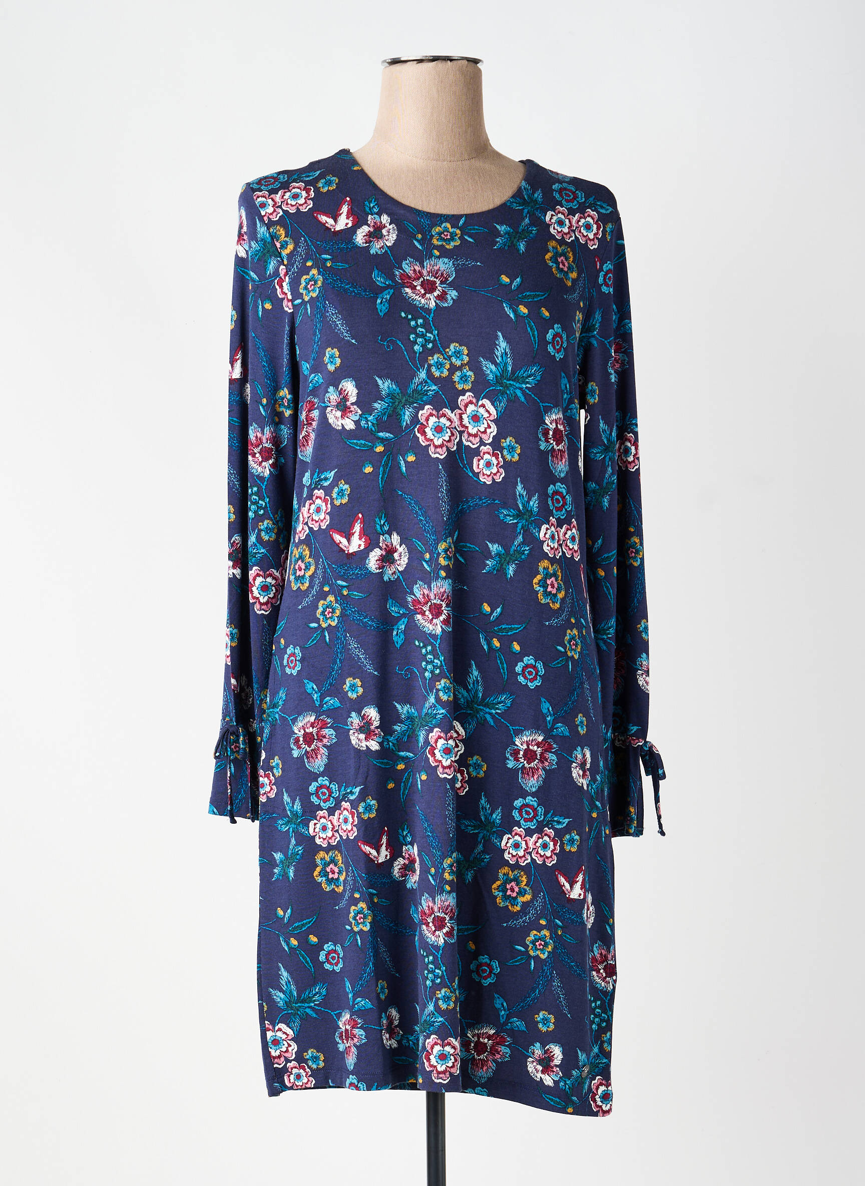 Chemise de nuit manches longues bleu PASTUNETTE femme