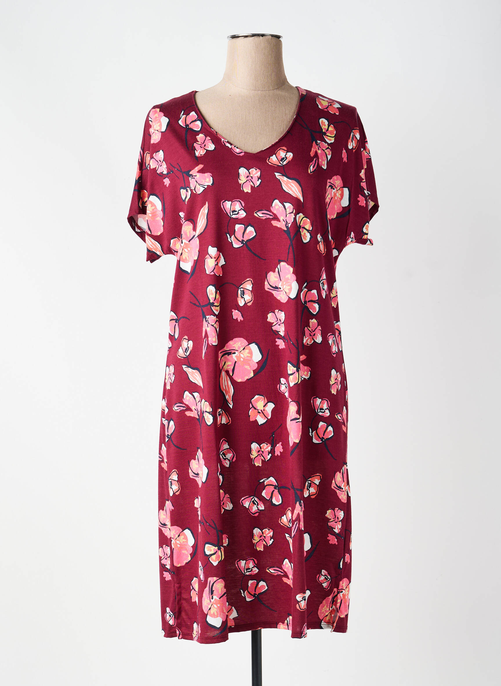Chemise de nuit col v rouge SCHIESSER femme