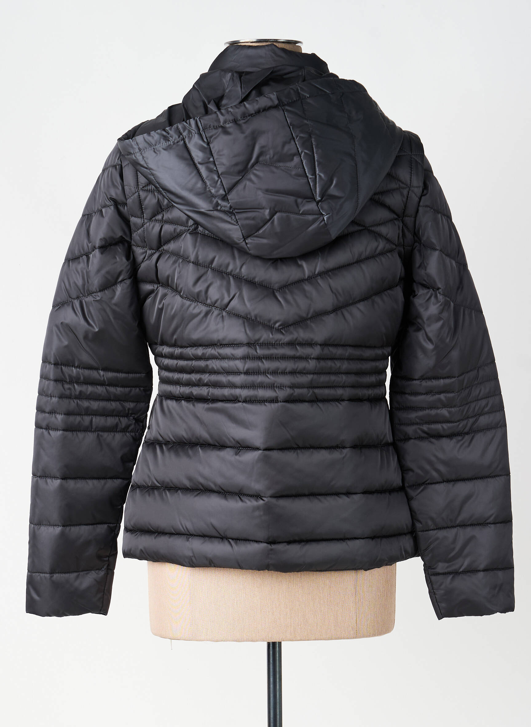 Doudoune manches longues a capuche noir MARBLE femme