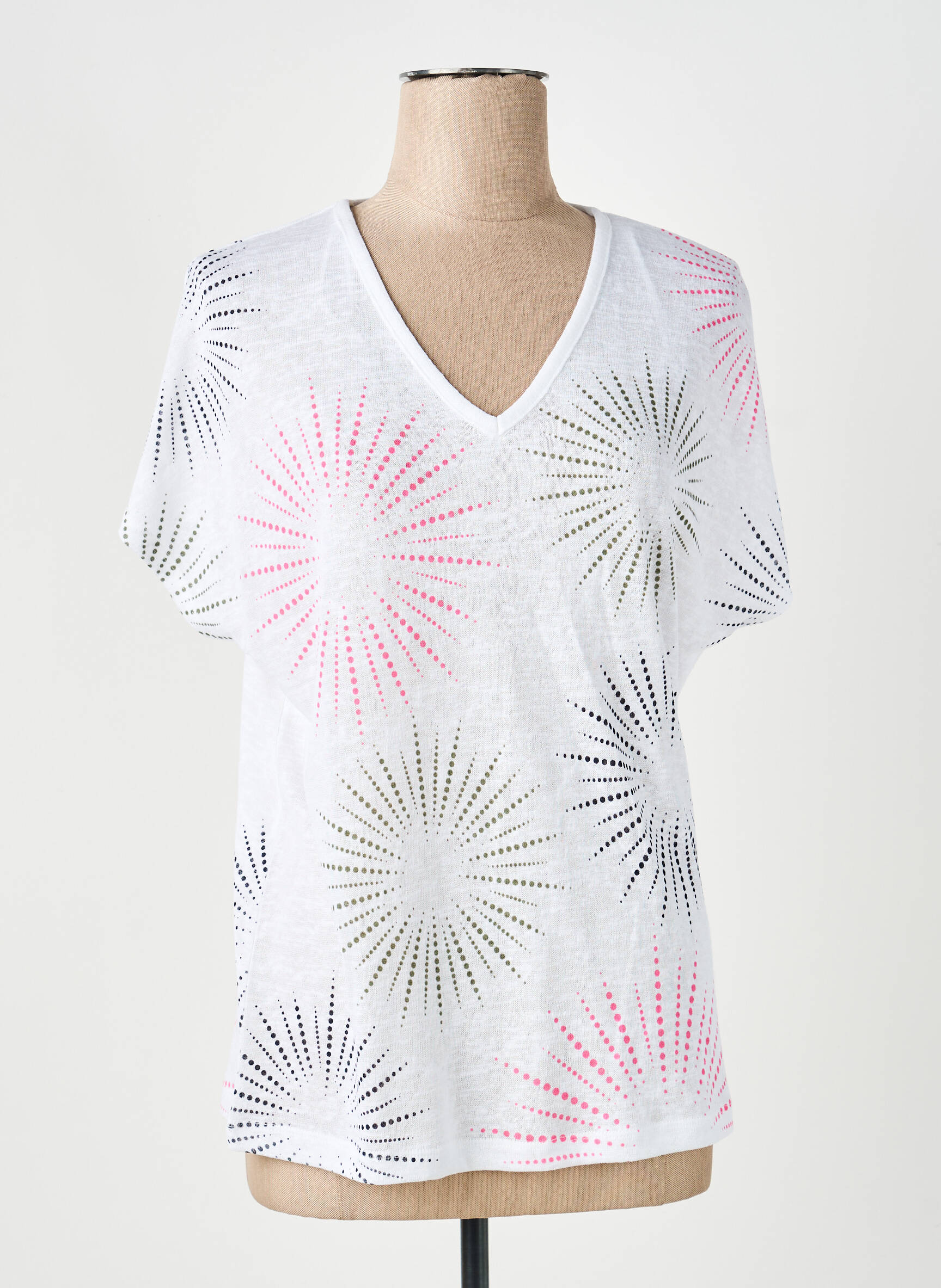 Top manches courtes manches courtes blanc MARBLE femme