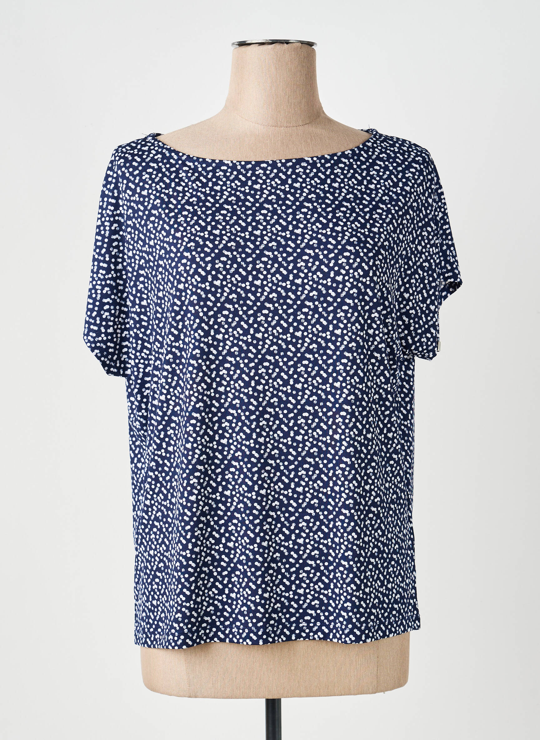 Top imprimé fantaisie manches courtes bleu MARBLE femme
