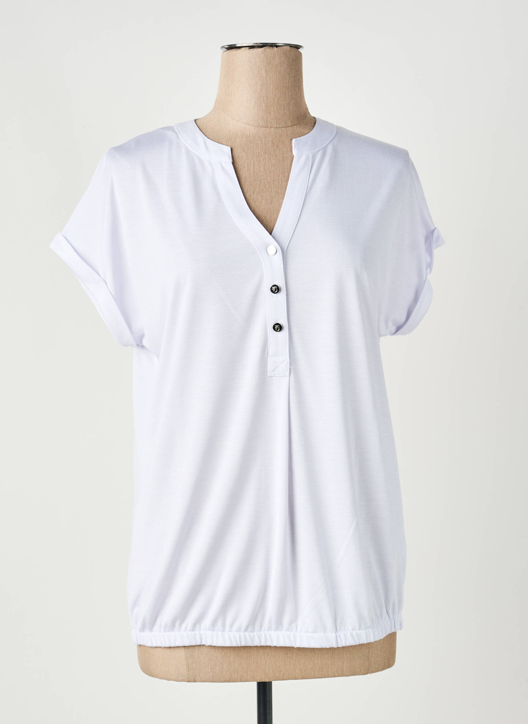 Top manches courtes manches courtes blanc MARBLE femme