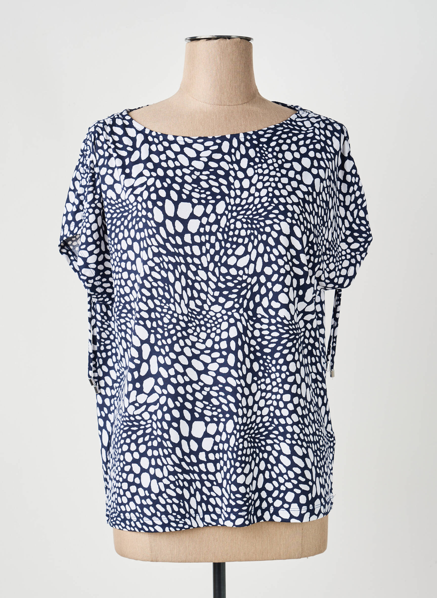 Top imprimé fantaisie manches courtes bleu MARBLE femme