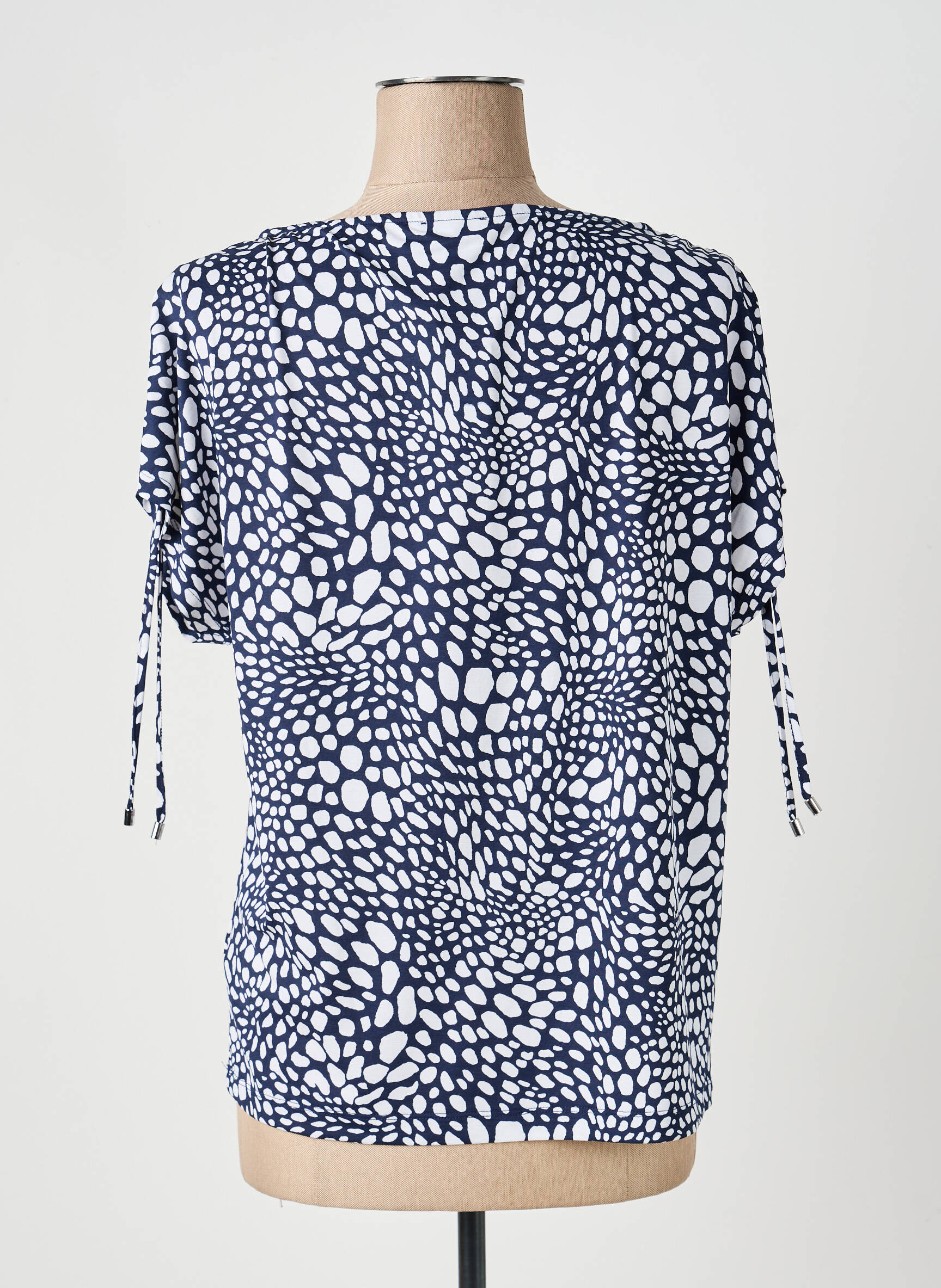 Top imprimé fantaisie manches courtes bleu MARBLE femme