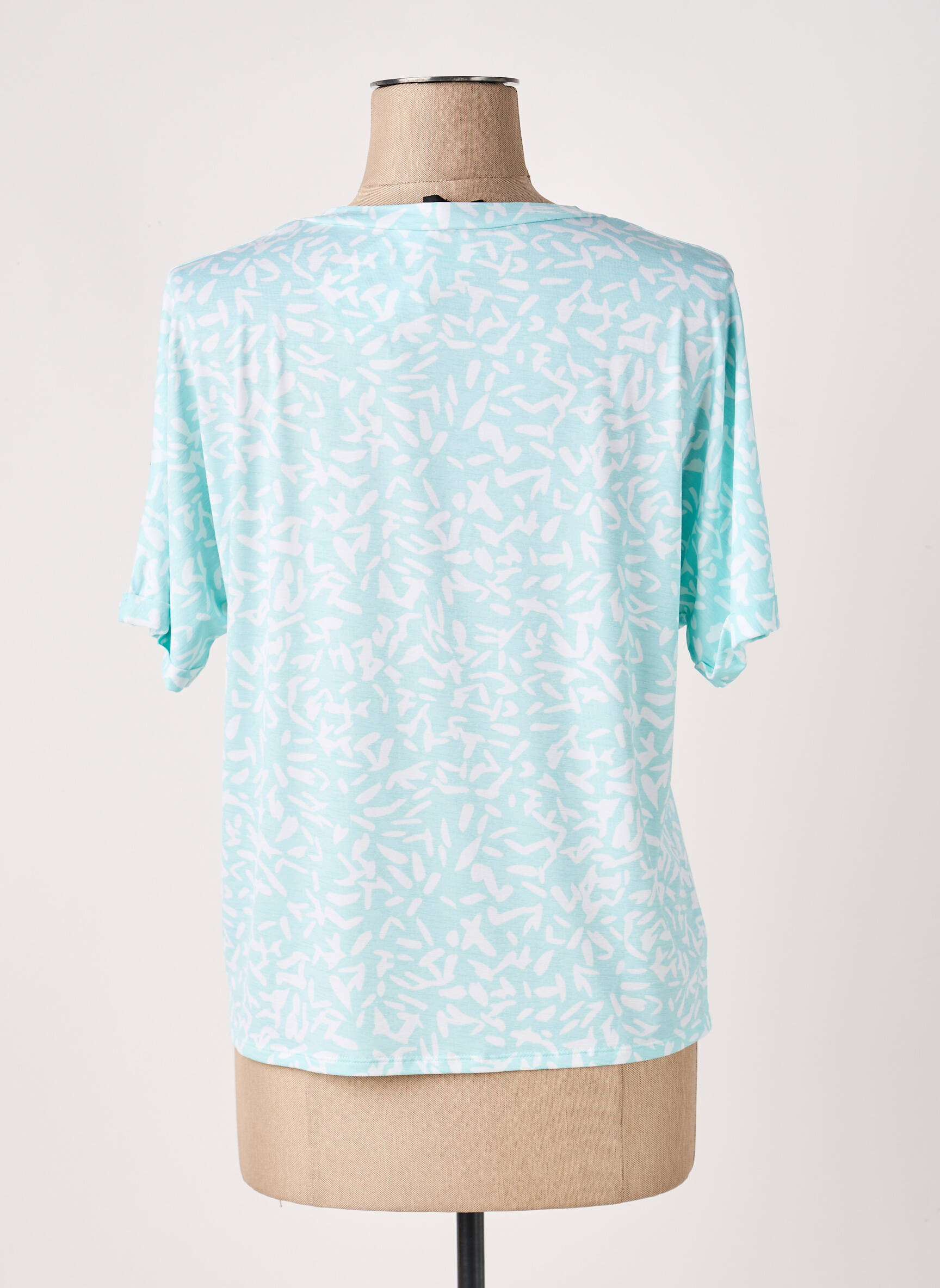 Top imprimé fantaisie manches courtes bleu MARBLE femme