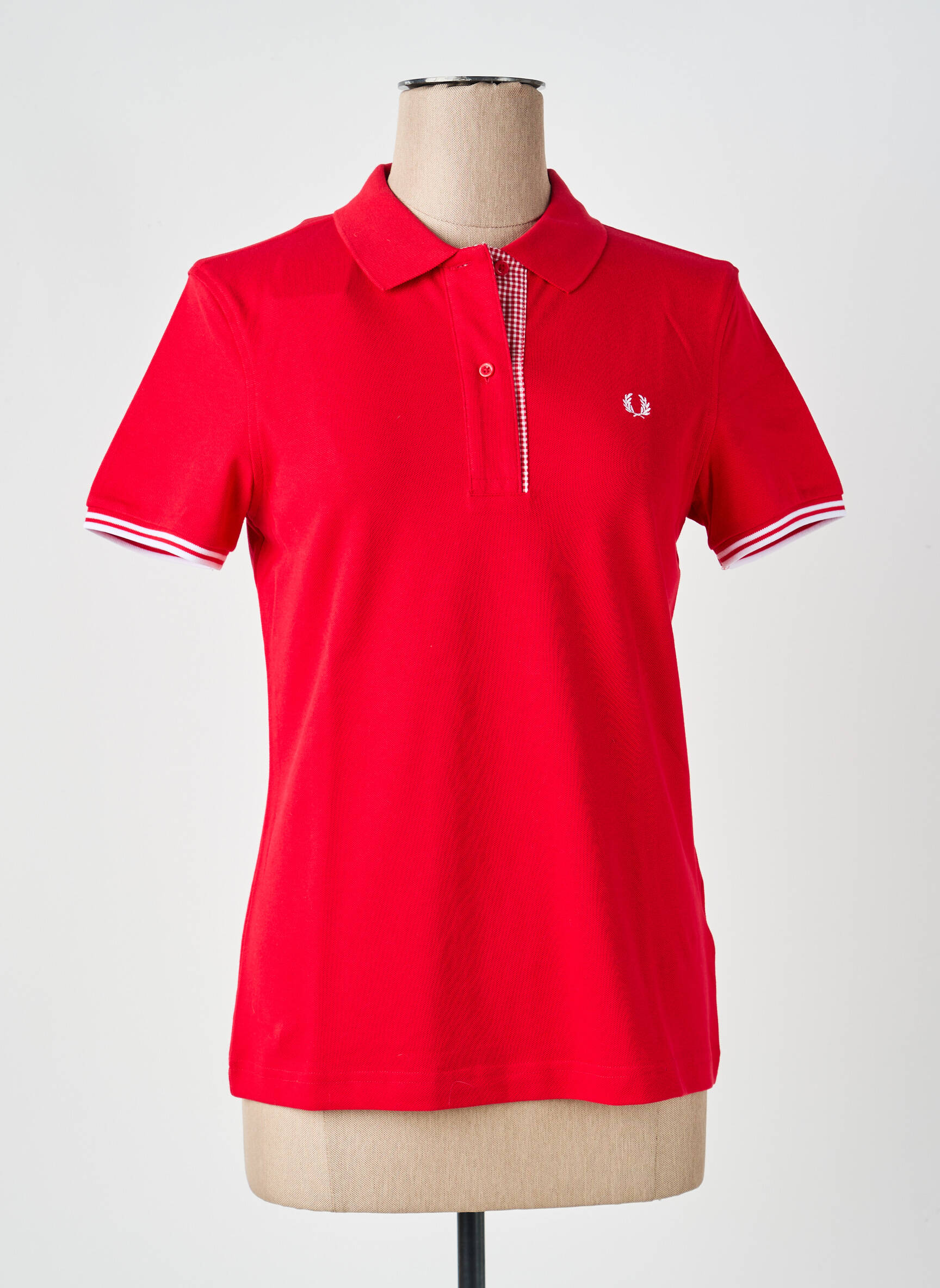 Polo fermeture boutonnée sur le devant manches courtes rouge FRED PERRY femme