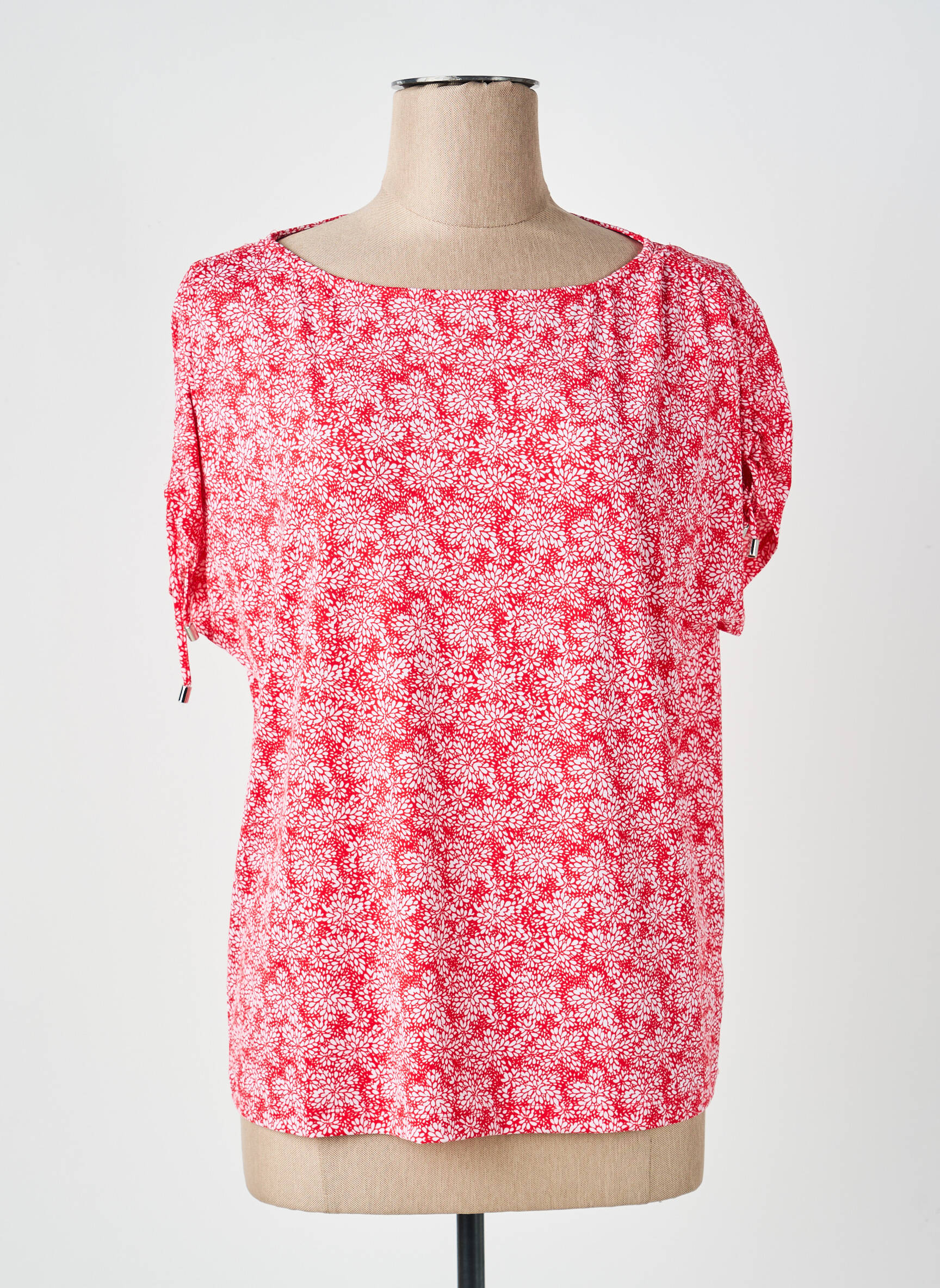 Top imprimé fantaisie manches courtes rouge MARBLE femme