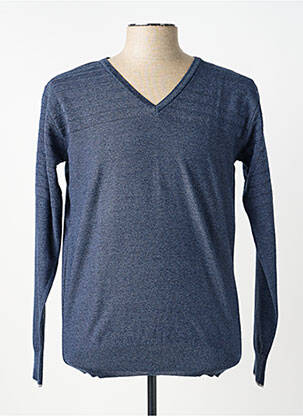 Pull col v manches longues bleu BERAC homme