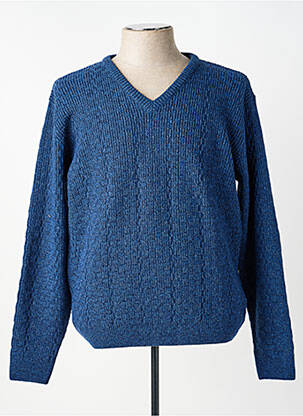 Pull col v manches longues bleu BERAC homme