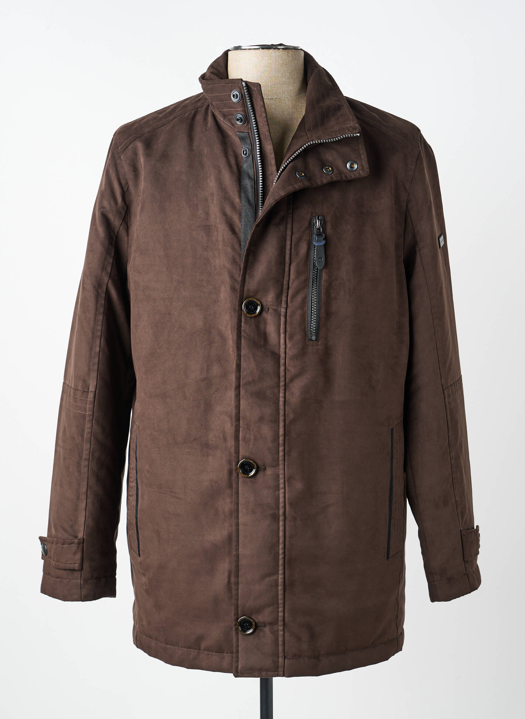 Blouson fermeture zippée sous rabat pressionné marron PIERRE CARDIN homme