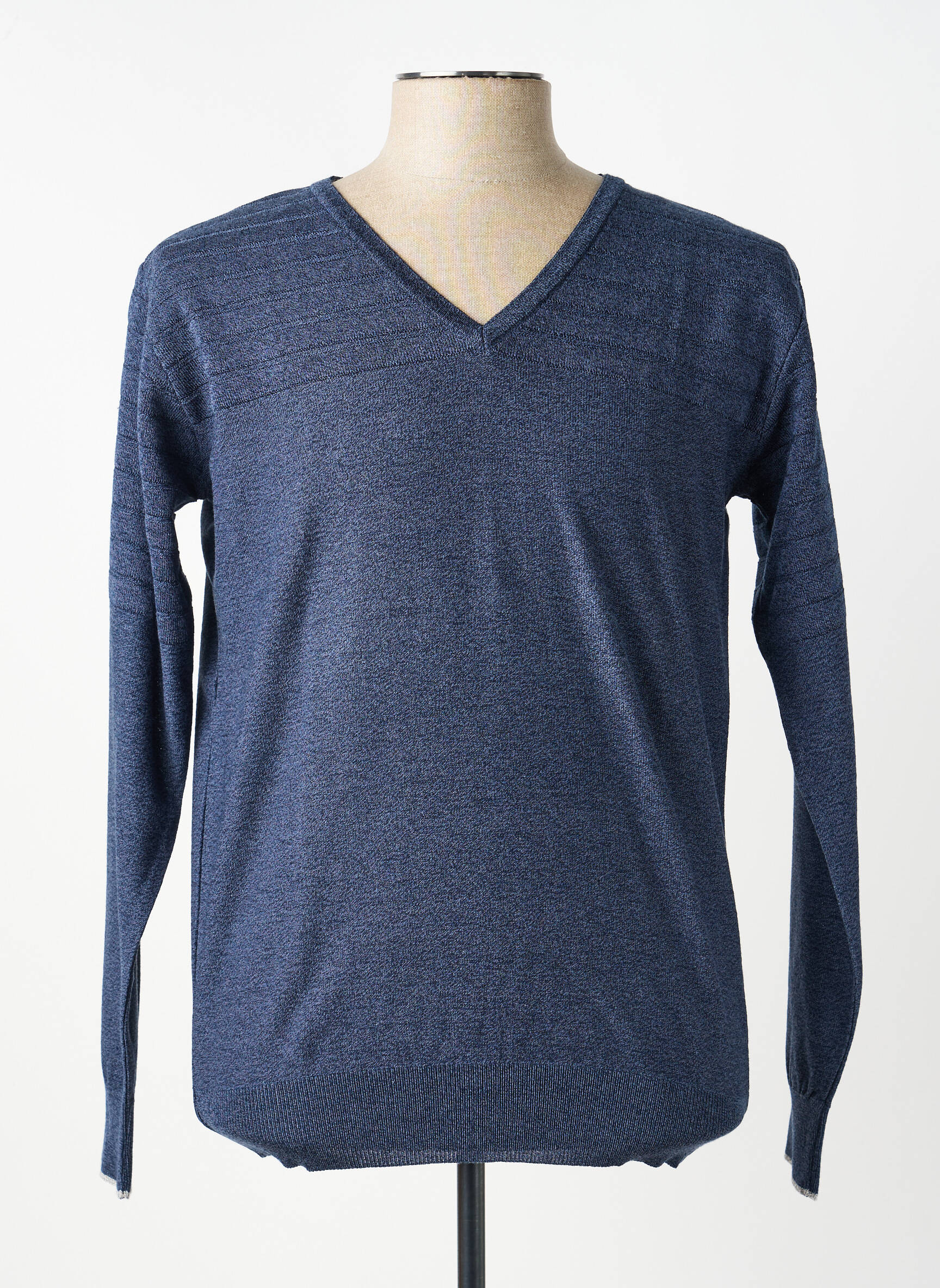 Pull col v manches longues bleu BERAC homme