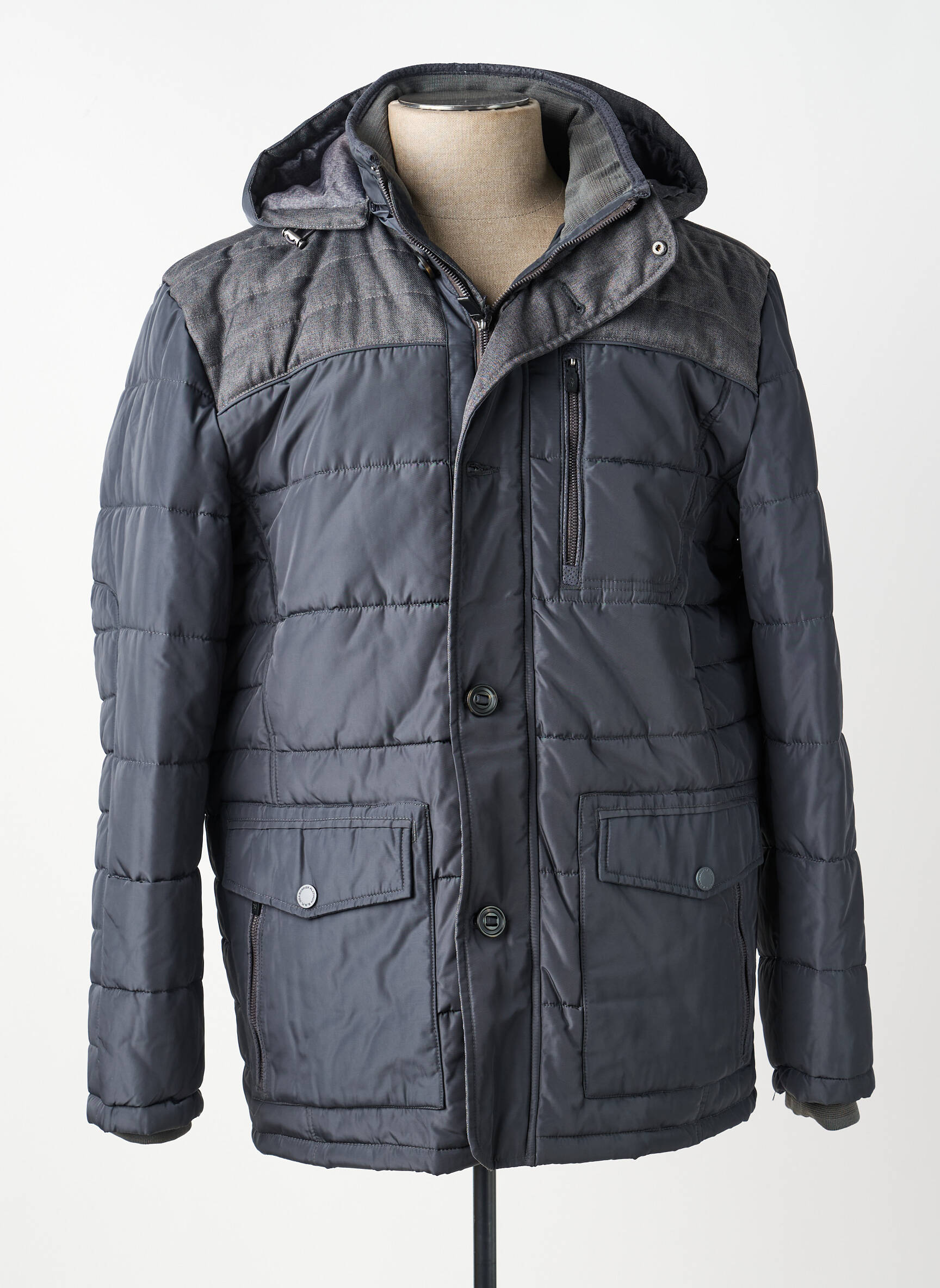 Doudoune manches longues a capuche gris SEA BARRIER homme