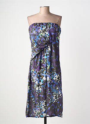 Robe mi-longue imprimé fleurs sans manche violet MET femme