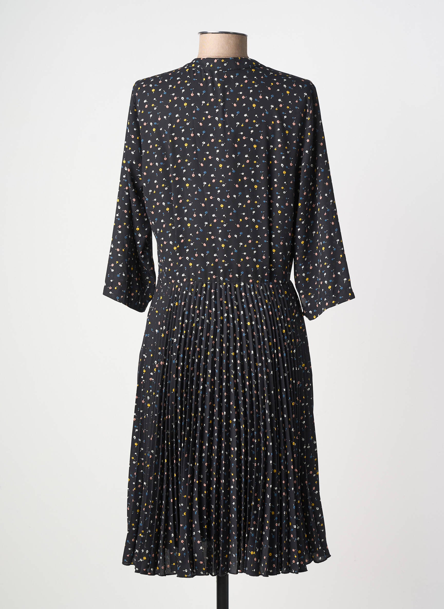 Robe mi-longue manches 3/4 manches 3/4 noir LA PETITE FRANCAISE femme