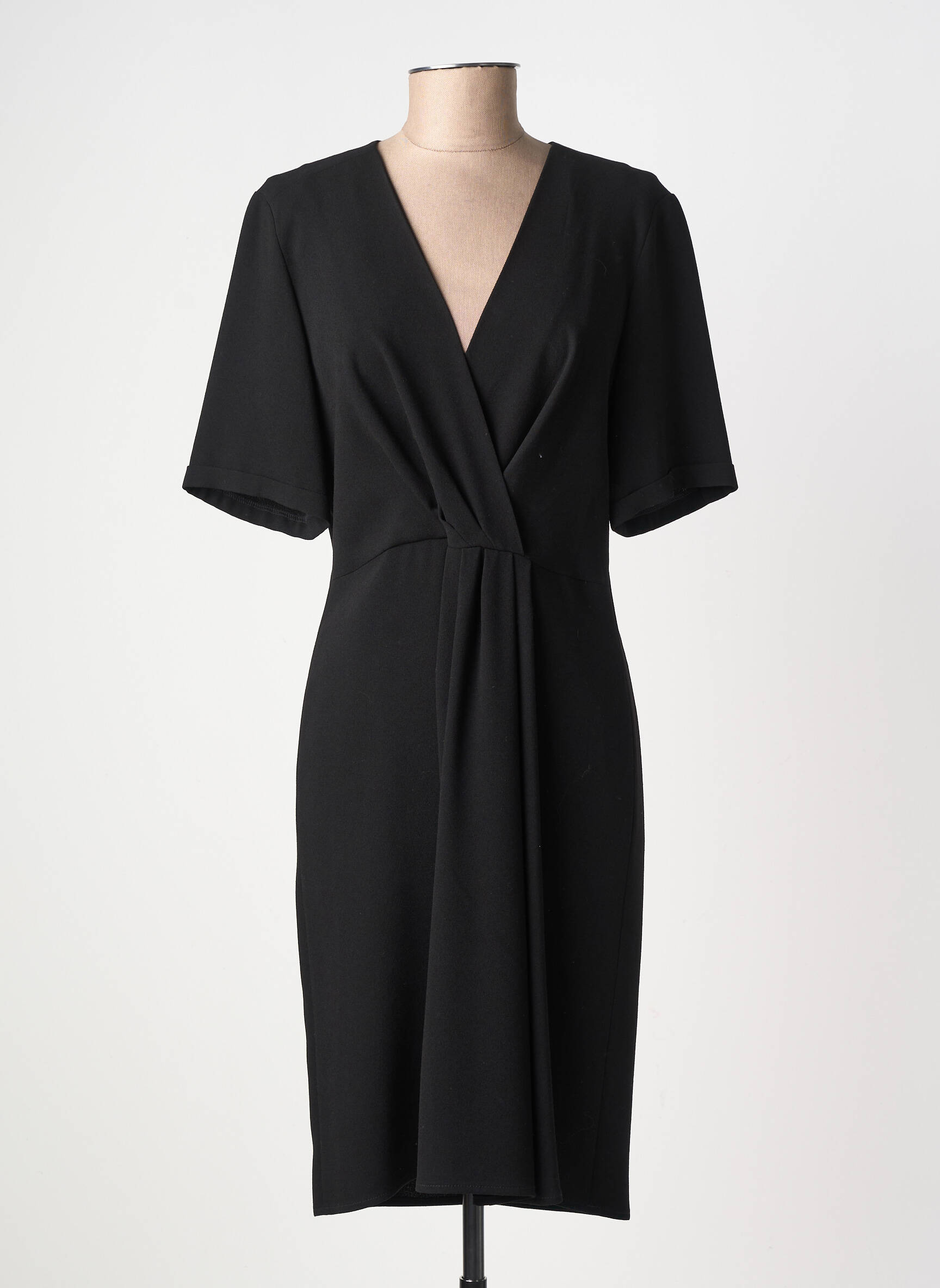 Robe mi-longue tissage crêpe manches courtes noir GERARD DAREL femme