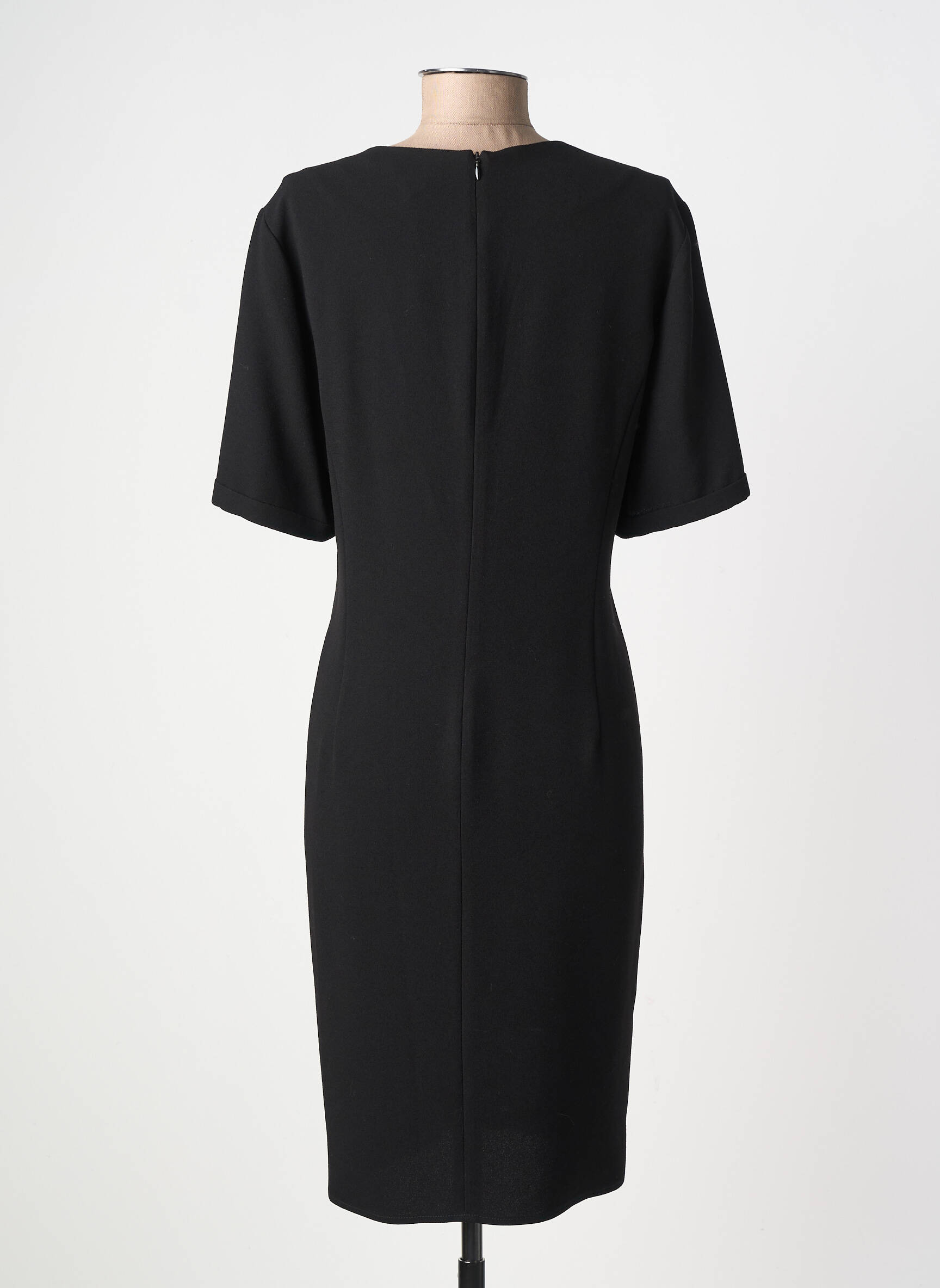 Robe mi-longue tissage crêpe manches courtes noir GERARD DAREL femme