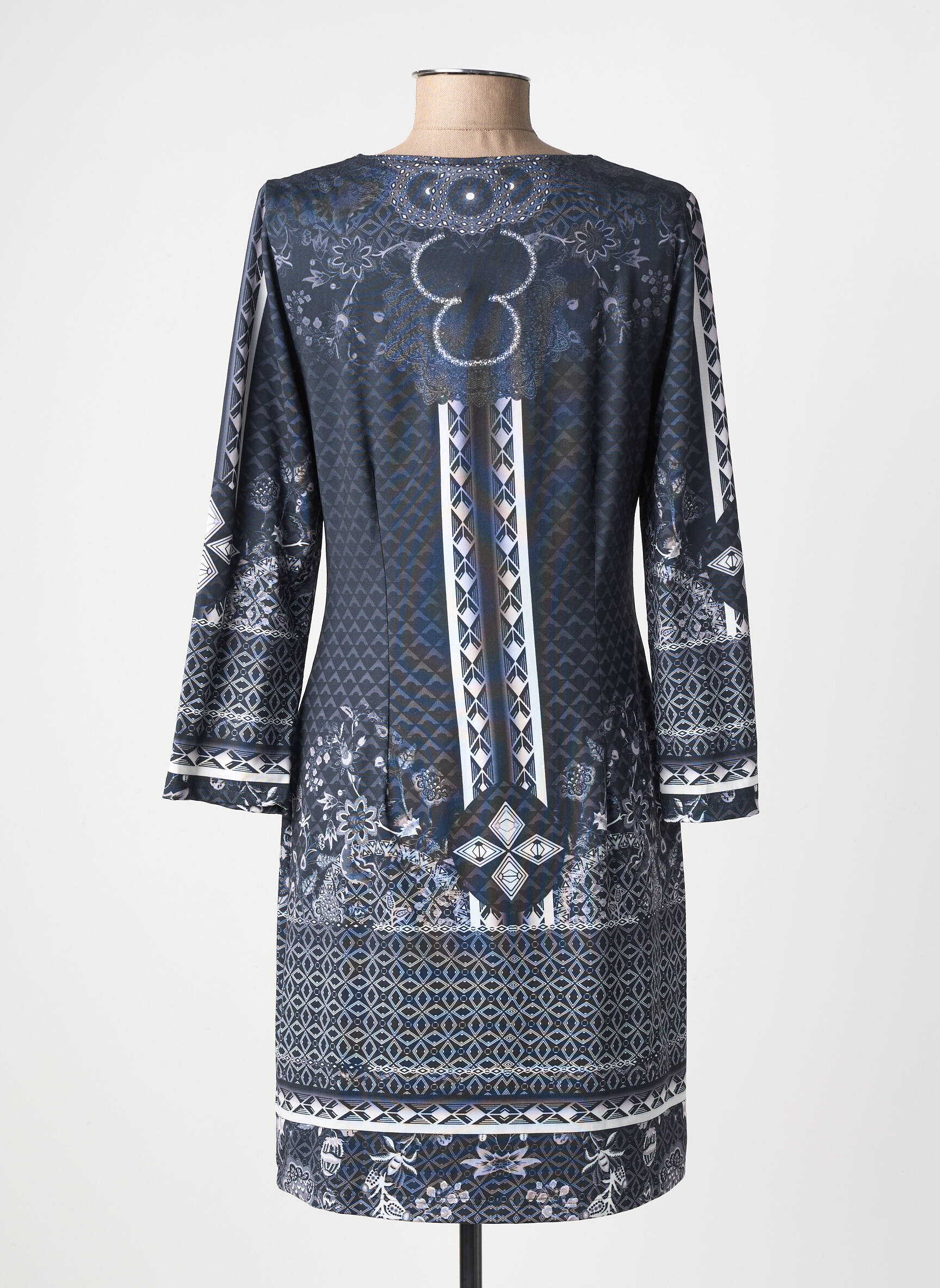 Robe courte manches longues manches longues gris K-DESIGN femme
