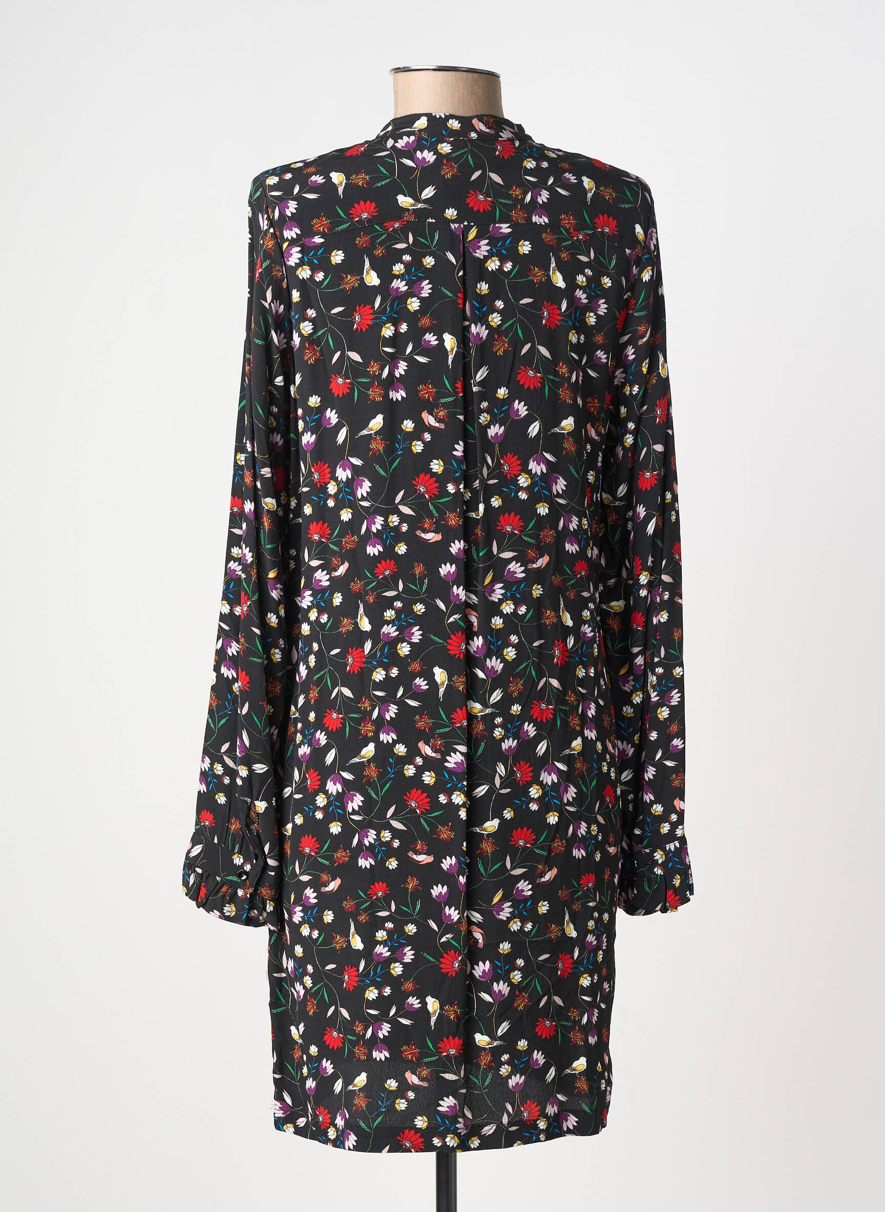 Robe courte coupe fluide manches longues noir LA PETITE FRANCAISE femme