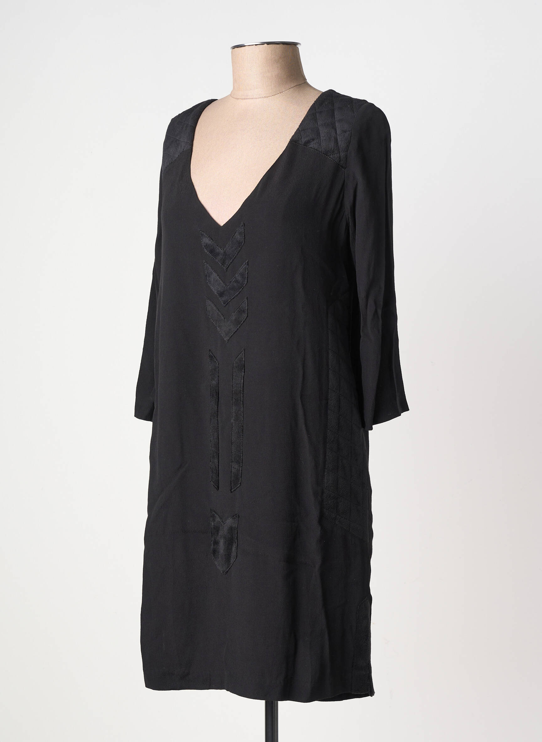 Robe courte coupe fluide manches longues noir BELAIR femme