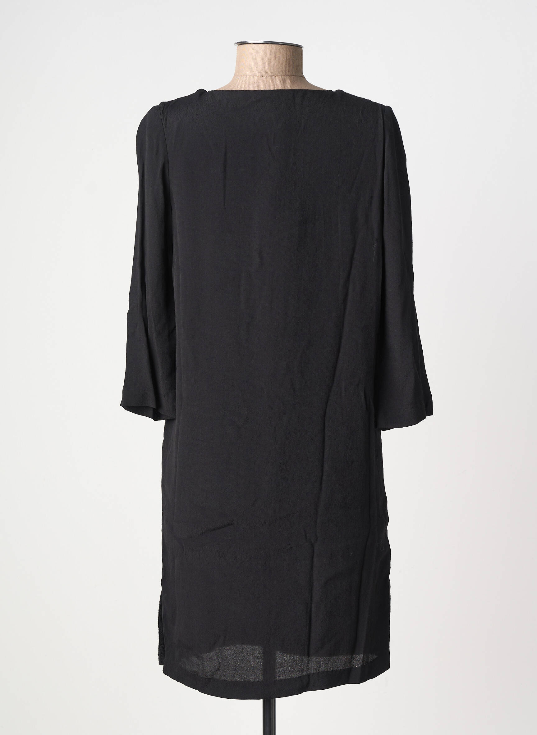 Robe courte coupe fluide manches longues noir BELAIR femme