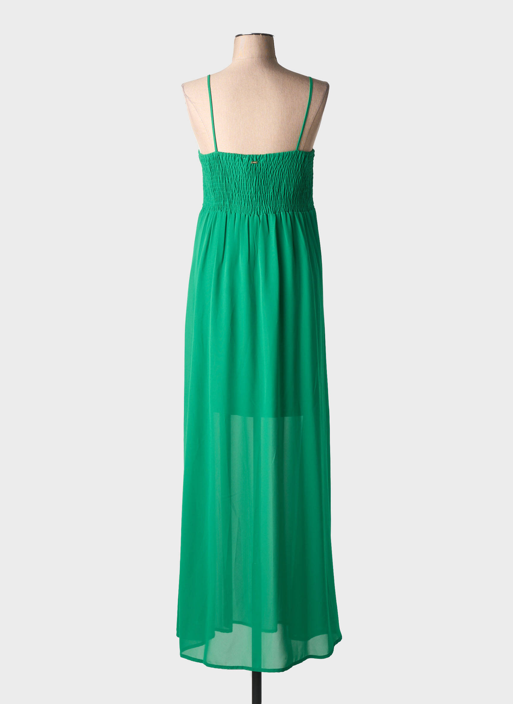 Robe longue tissage crêpe fines bretelles vert GAUDI femme