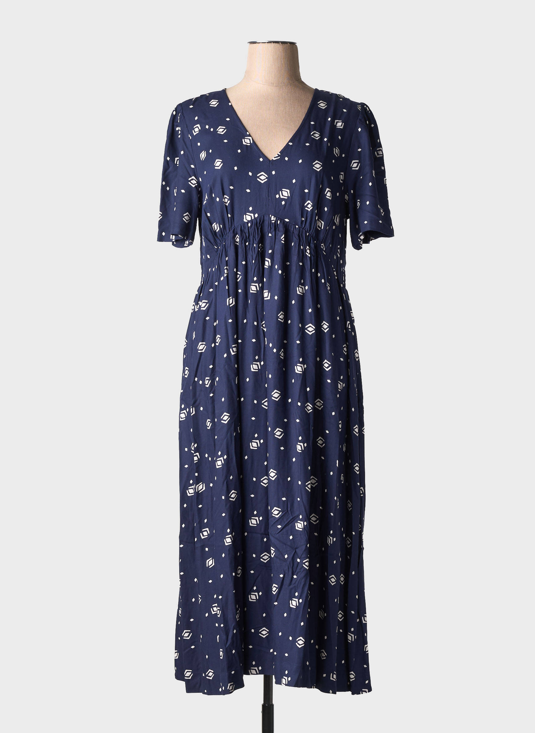 Robe longue imprimé fantaisie manches courtes bleu WHITE STUFF femme
