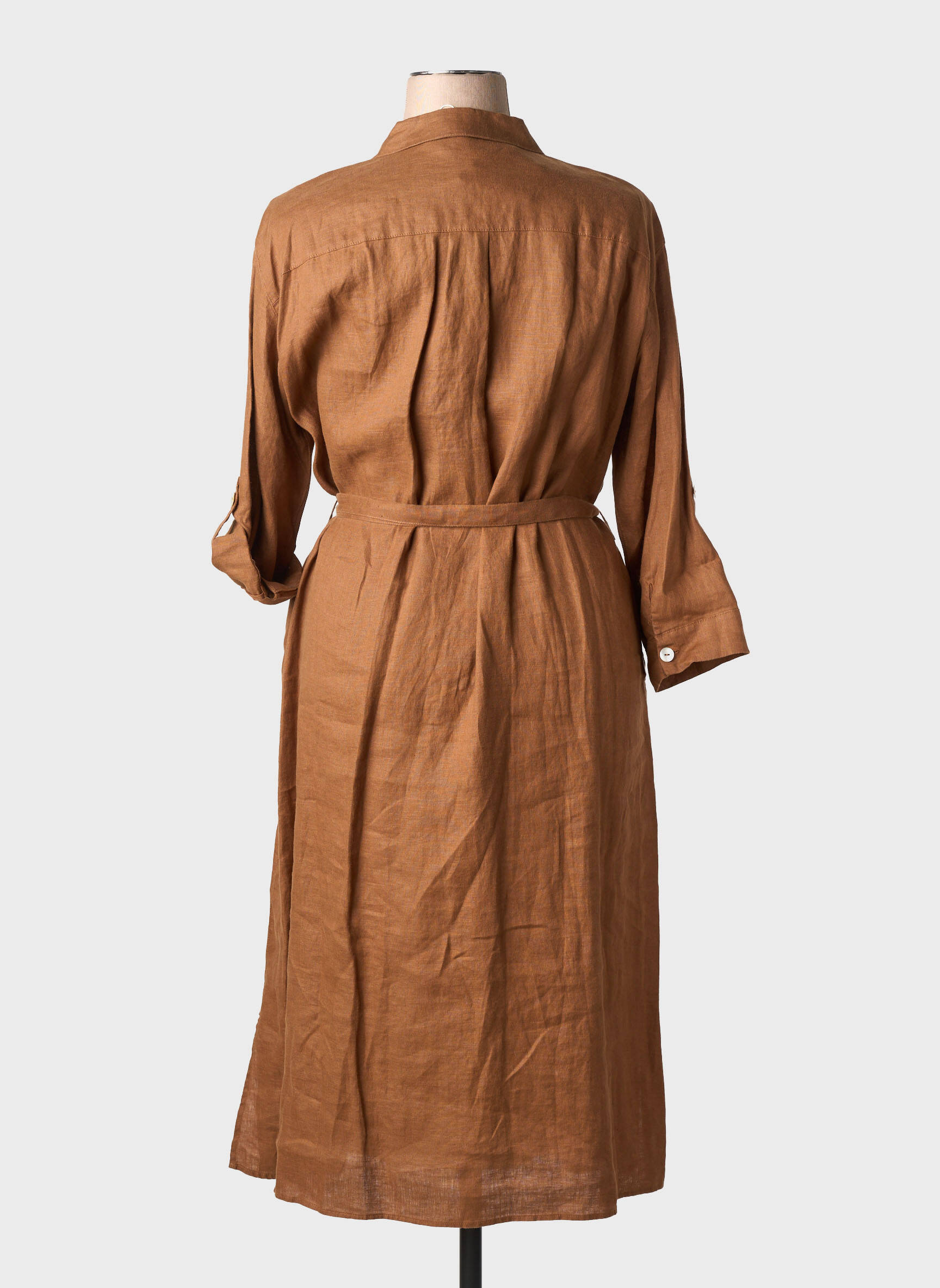 Robe longue tissage crêpe manches 3/4 marron GERRY WEBER femme