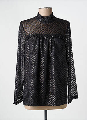 Blouse fermeture boutonnée au dos manches longues noir LA PETITE FRANCAISE femme