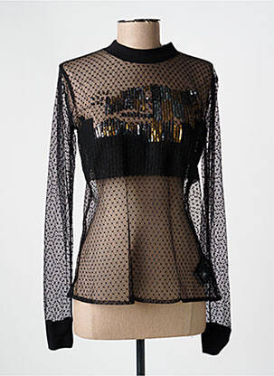 Top coupe cintrée manches longues noir NÜ femme