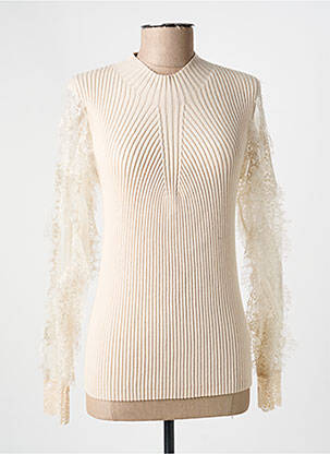 Pull coupe cintrée manches longues beige NÜ femme