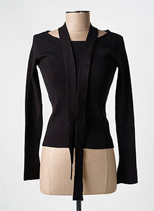 Gilet manches longues col rond noir GAUDI femme