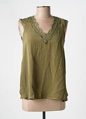 Top coupe fluide sans manche vert TINTA femme