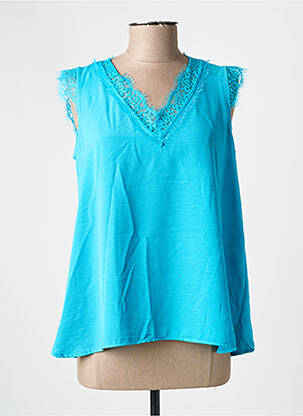 Top coupe fluide sans manche bleu TINTA femme