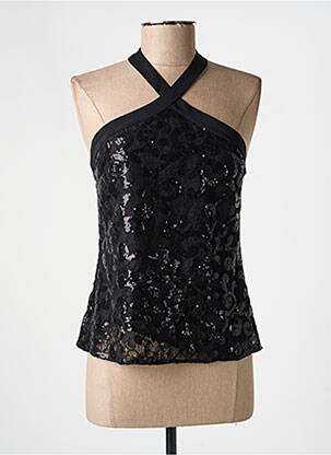 Top coupe cintrée sans manche noir WOM & NOW femme