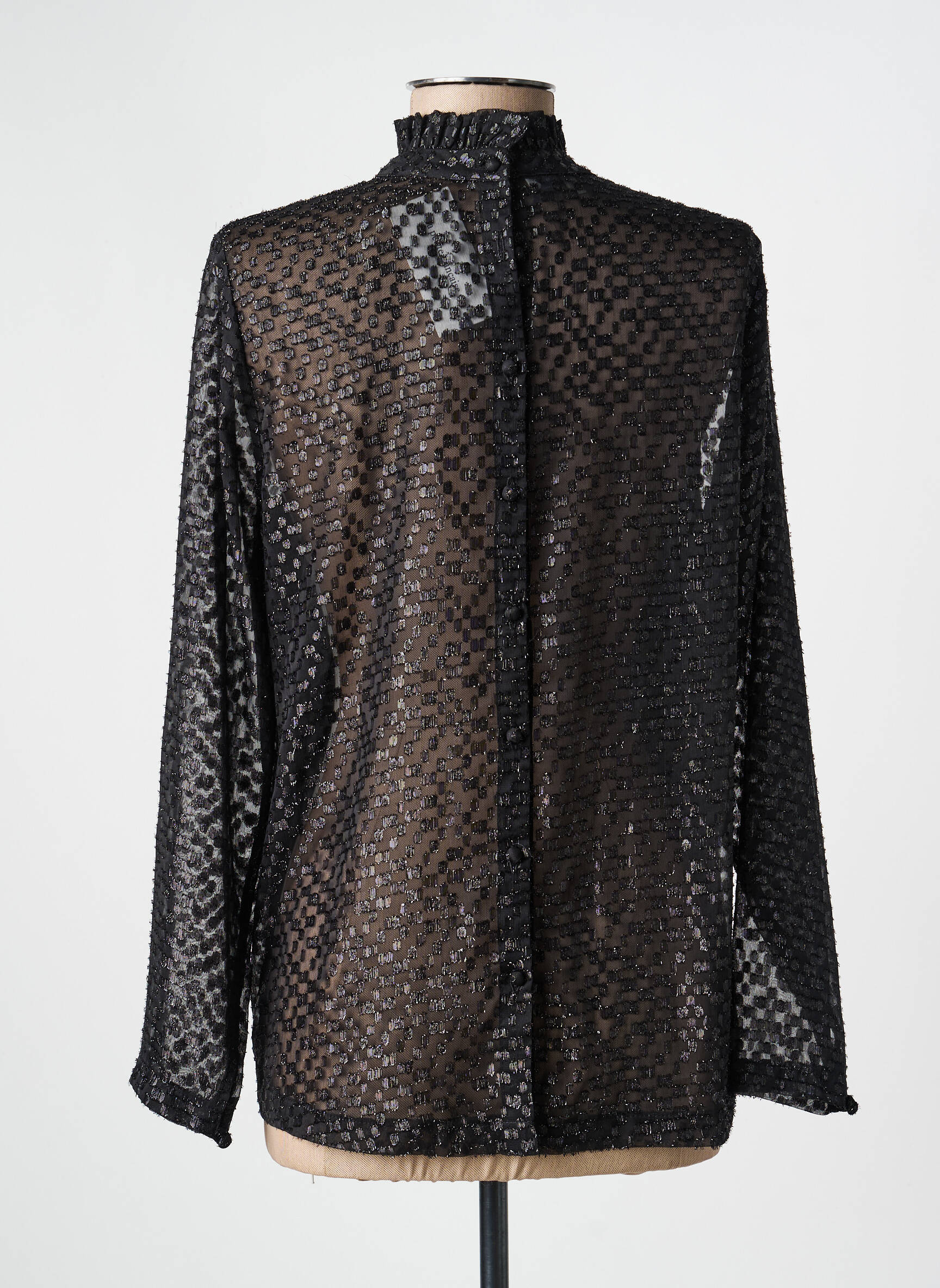 Blouse fermeture boutonnée au dos manches longues noir LA PETITE FRANCAISE femme